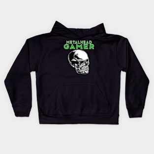 Metalhead Gamer Full Skull Green Kids Hoodie